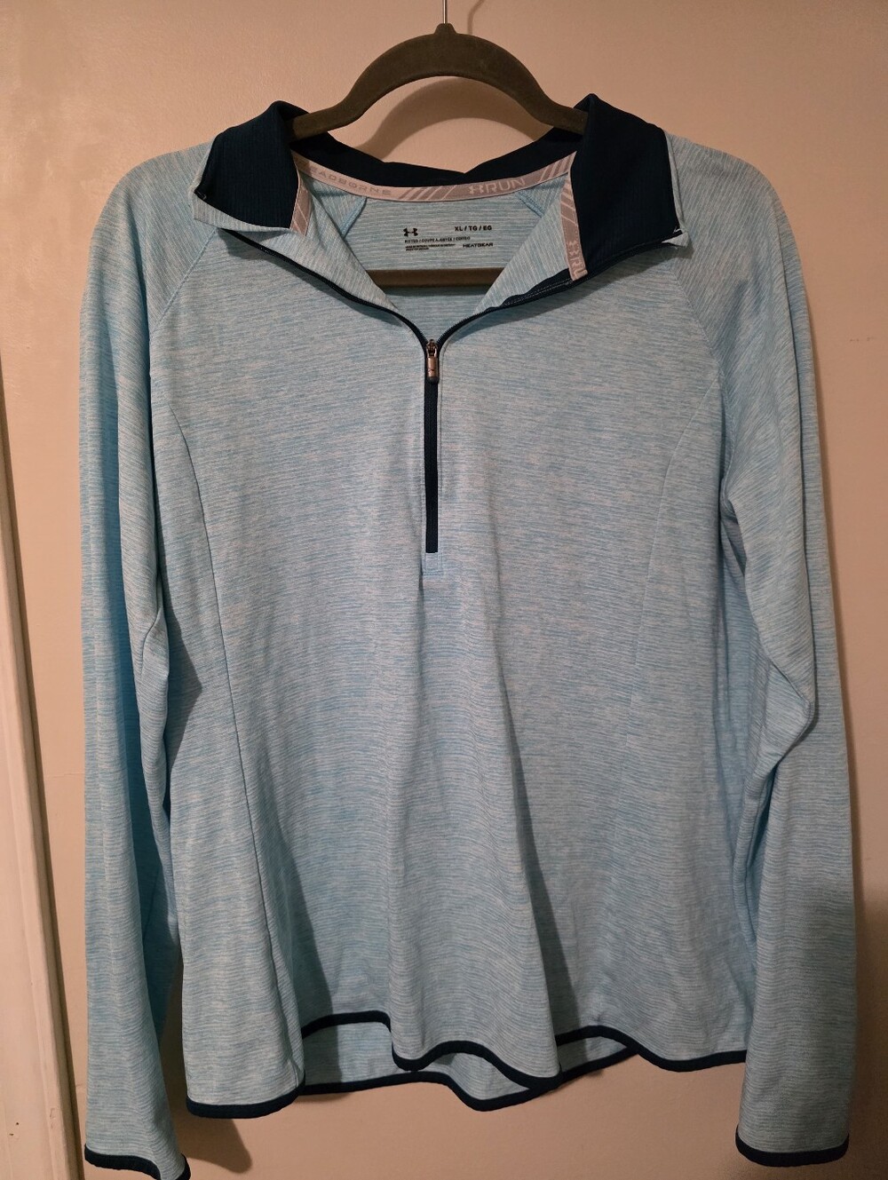 Under Armour Womens Light Blue Half-Zip Performance Pullover with Navy Trim,